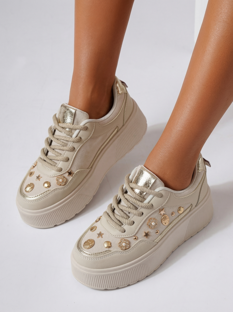 Női bézs színű velúr tornacipő Diana2 #24600