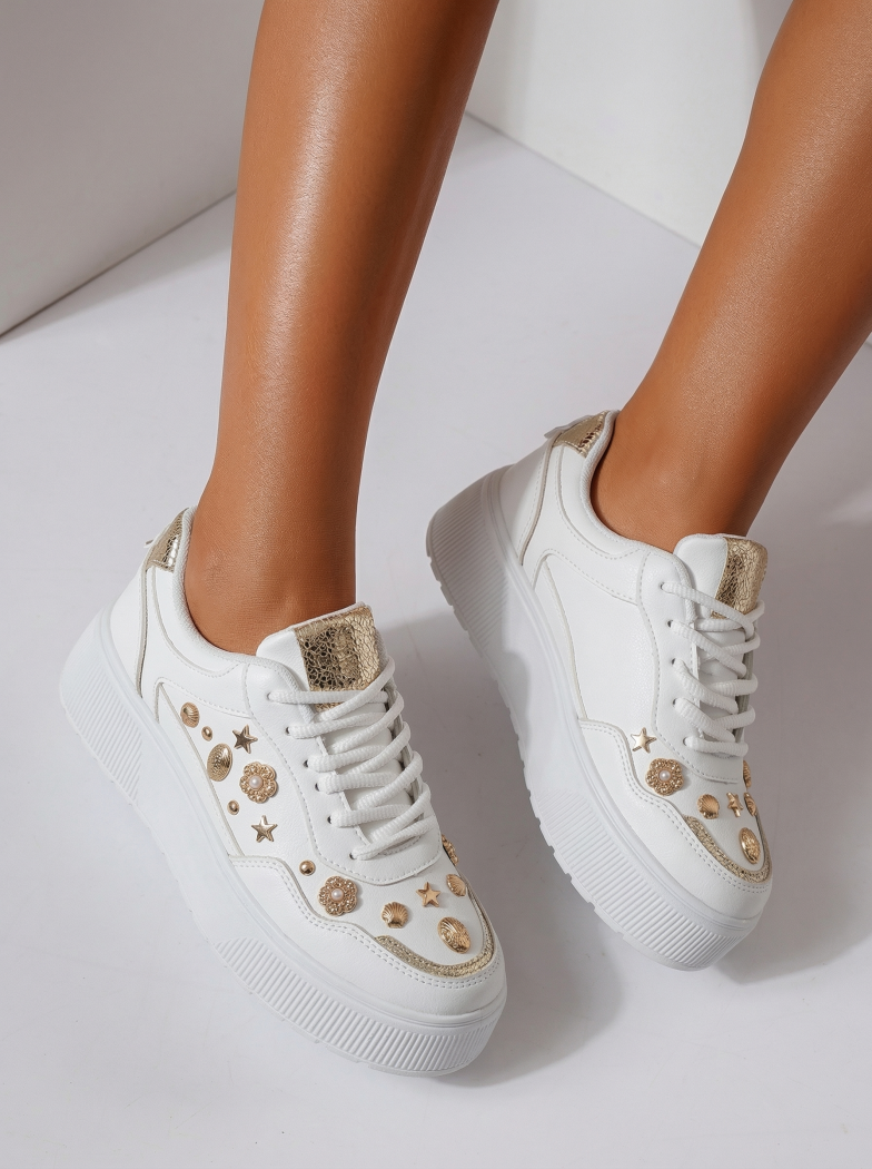 Női fehér tornacipő ekológikus bőrből és velúrból Diana2 #24598