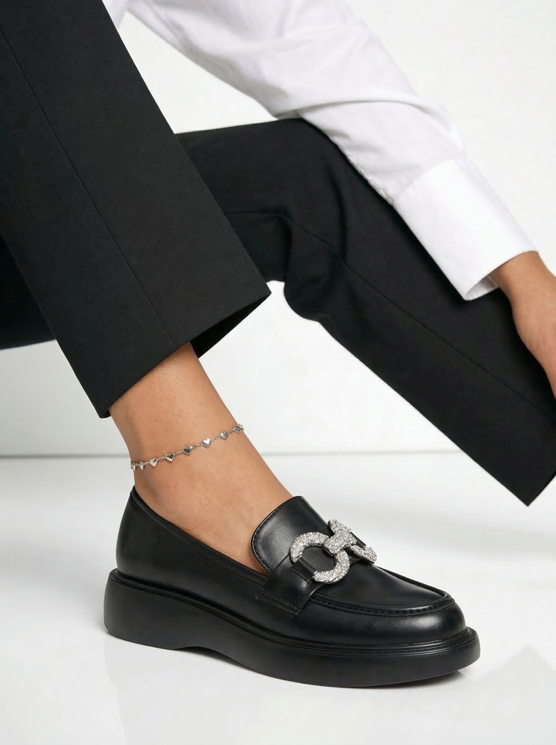 Ella Női Alkalmi Cipő Fekete Ökológiai Bőrből #18317