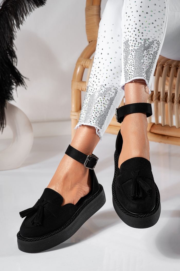 Női fekete alkalmi cipő árja ökobőrből #24611