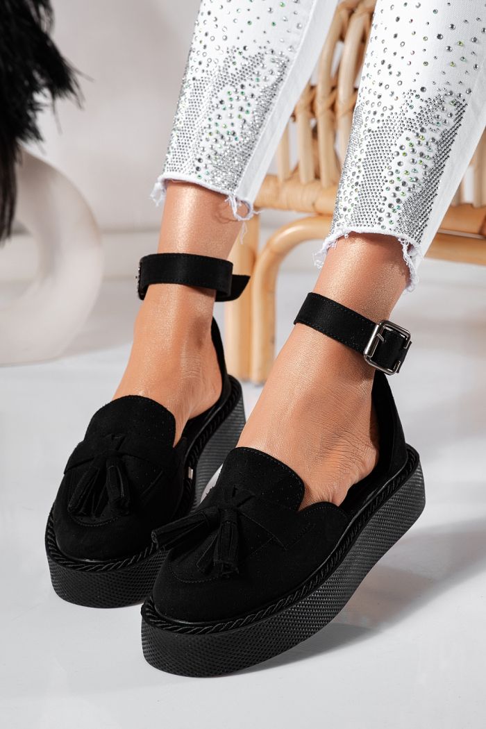 Női fekete alkalmi cipő árja ökobőrből #24611