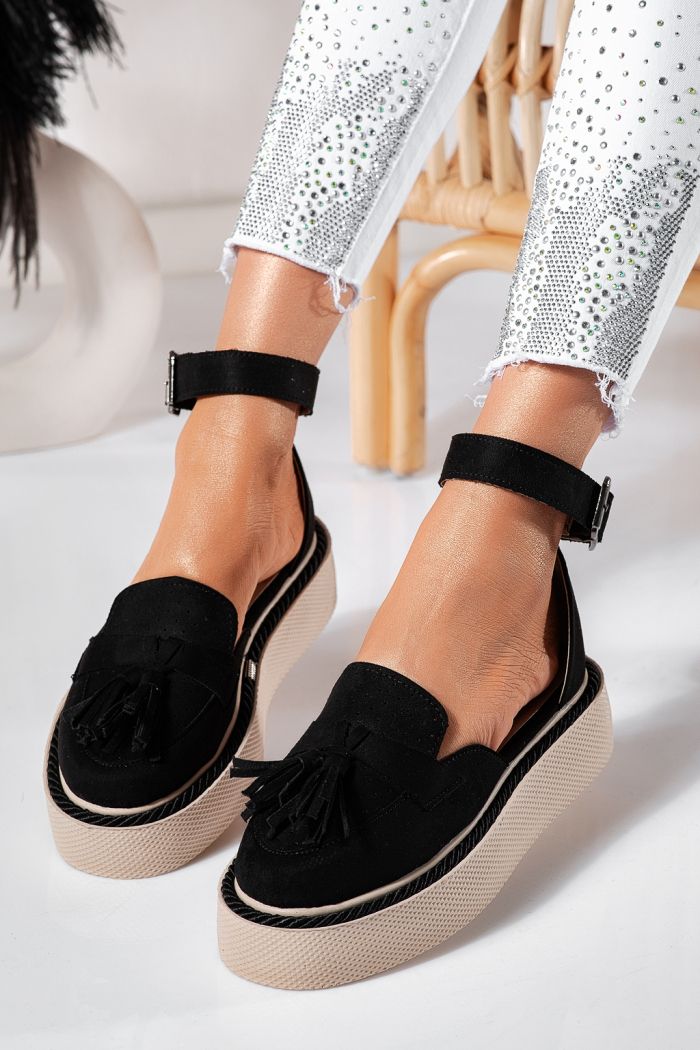 Női fekete alkalmi cipő árja ökobőrből #24612