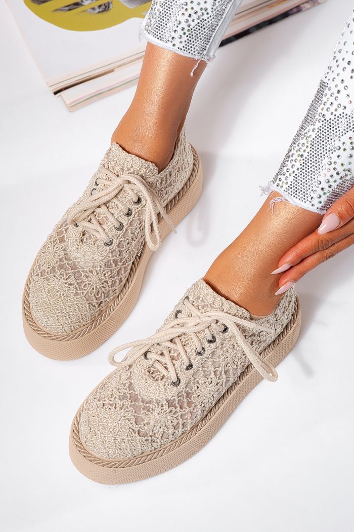 Női bézs alkalmi cipő textilből Asha #24614