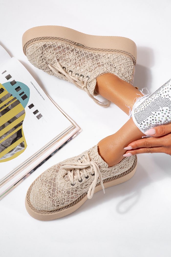 Női bézs alkalmi cipő textilből Asha #24614