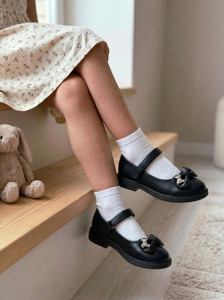 Lány Cipők fekete öko bőrből készült Lorete #24623