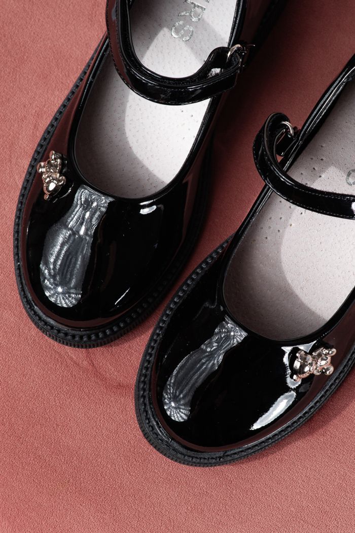 Lány Cipők fekete lakkozott ökológiai bőrből készült Maria2 #24635
