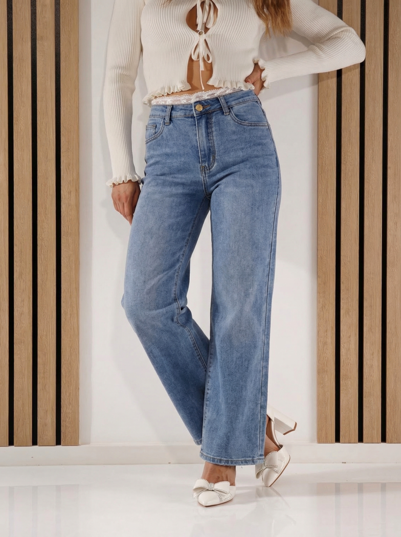 Wide Leg női farmernadrág Perla fehér #A1425