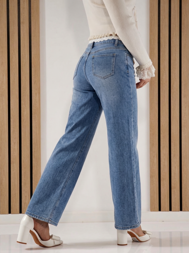 Wide Leg női farmernadrág Perla fehér #A1425