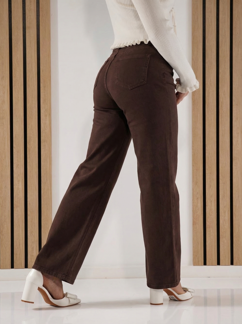 Wide Leg női farmernadrág  Zandra barna #A1426