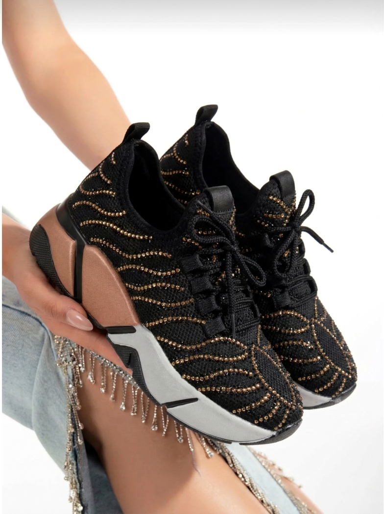 Női fekete textil tornacipő Maria #22337