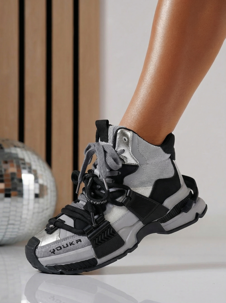 Női sportcipők szürke öko bőrből készült Nyssa #24684