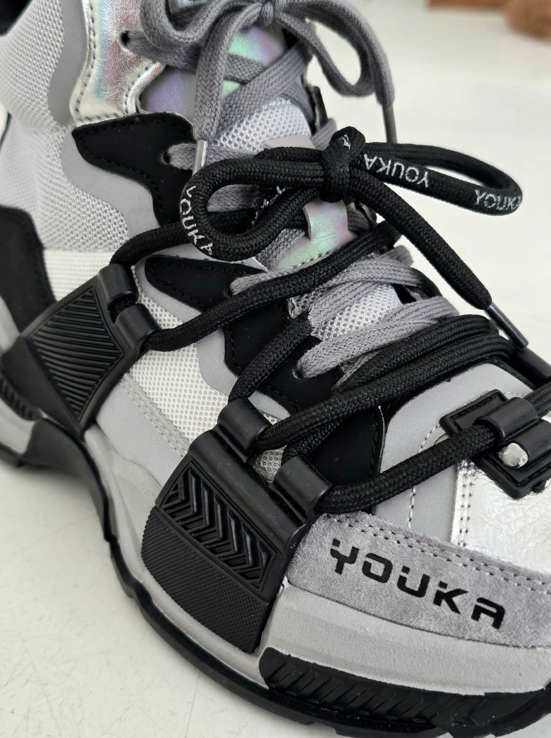 Női sportcipők szürke öko bőrből készült Nyssa #24684