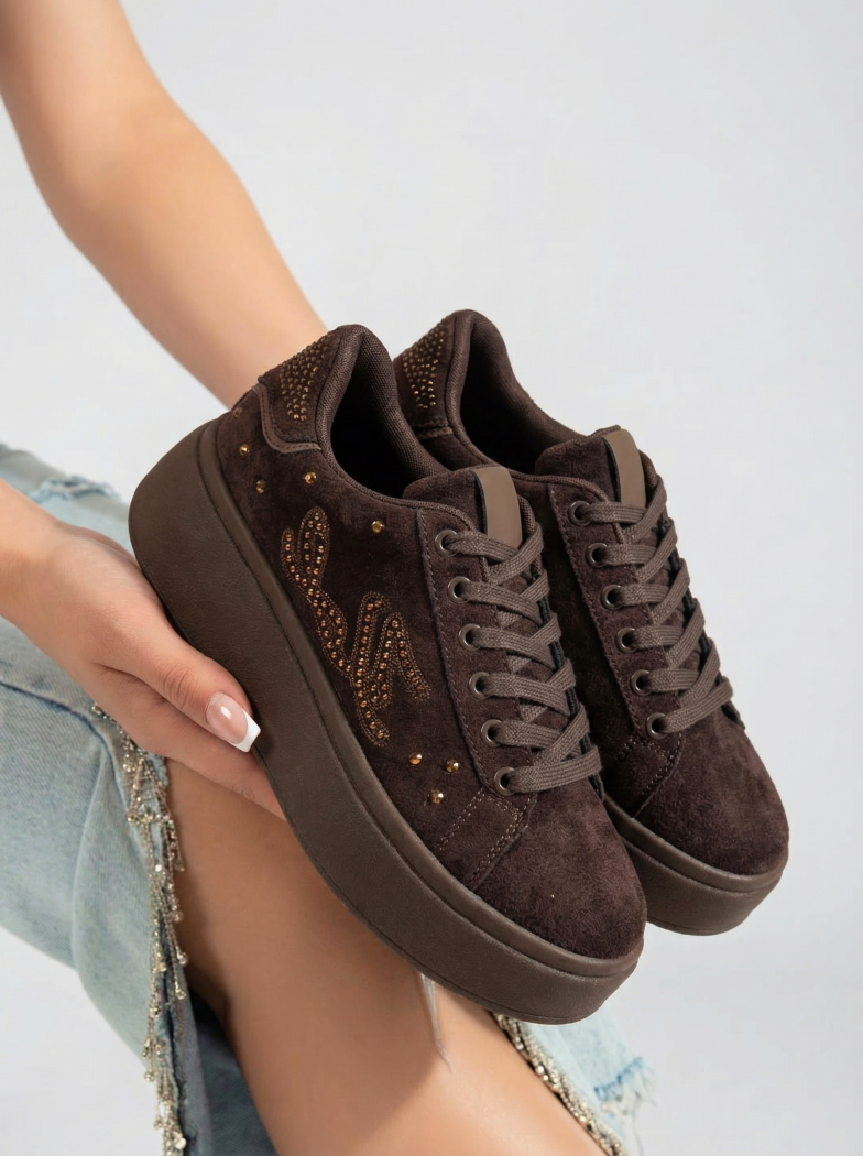 Női sportcipők barna öko velúrból készült Saphira #24681