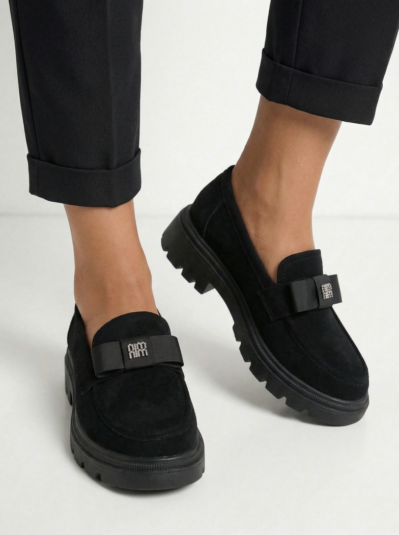 Női alkalmi cipők fekete öko velúrból készült Aeliana #24666