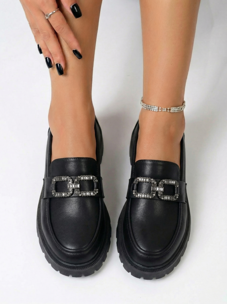 Női alkalmi cipők fekete öko bőrből készült Zafira #24668