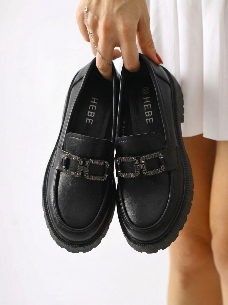 Női alkalmi cipők fekete öko bőrből készült Zafira #24668