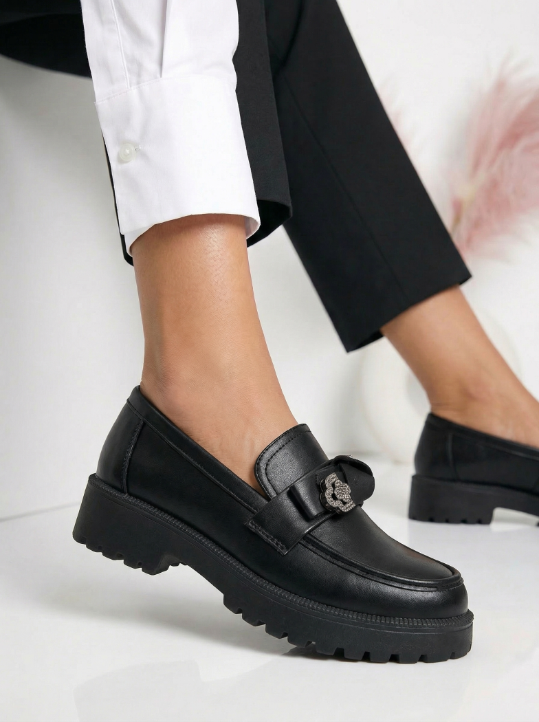 Női alkalmi cipők fekete öko bőrből készült Elaris #24671