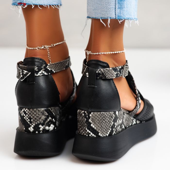 Női fekete platform szandál ekológikus bőrből Nicolle #24688