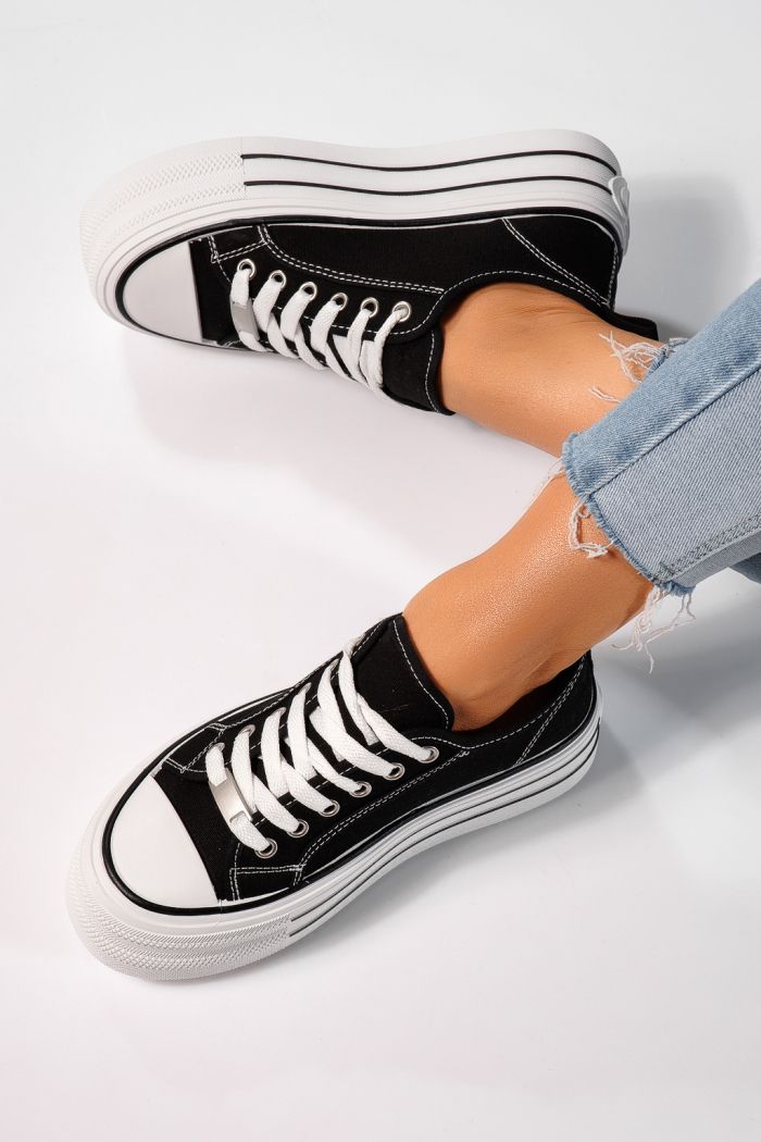 Fekete női tornacipő textil Sophia #24727