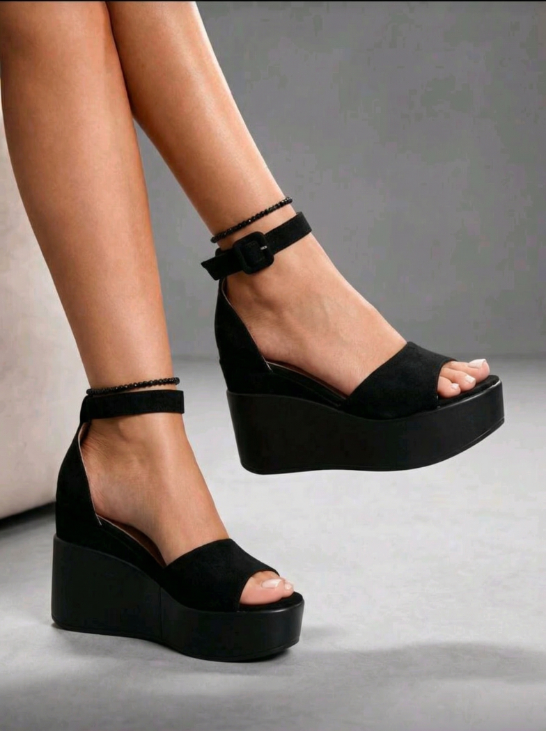 Női fekete platform szandál ekológikus bőrből Reese #24789