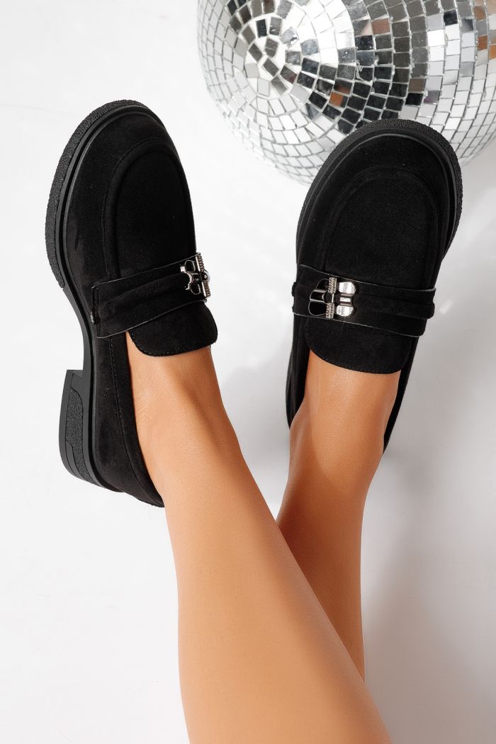 Női alkalmi cipők fekete öko velúrból készült Calista #24895