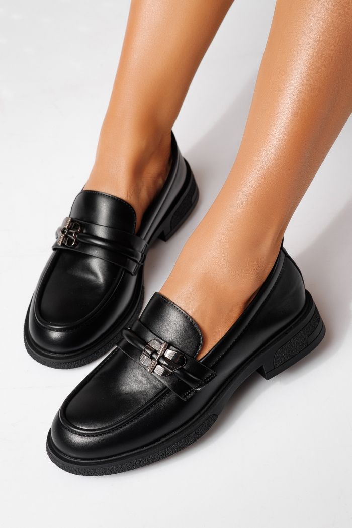 Női alkalmi cipők fekete öko bőrből készült Calista #24897