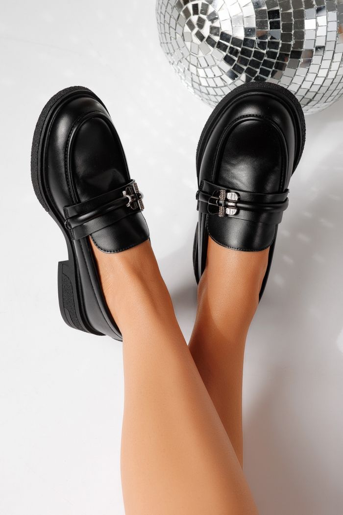 Női alkalmi cipők fekete öko bőrből készült Calista #24897