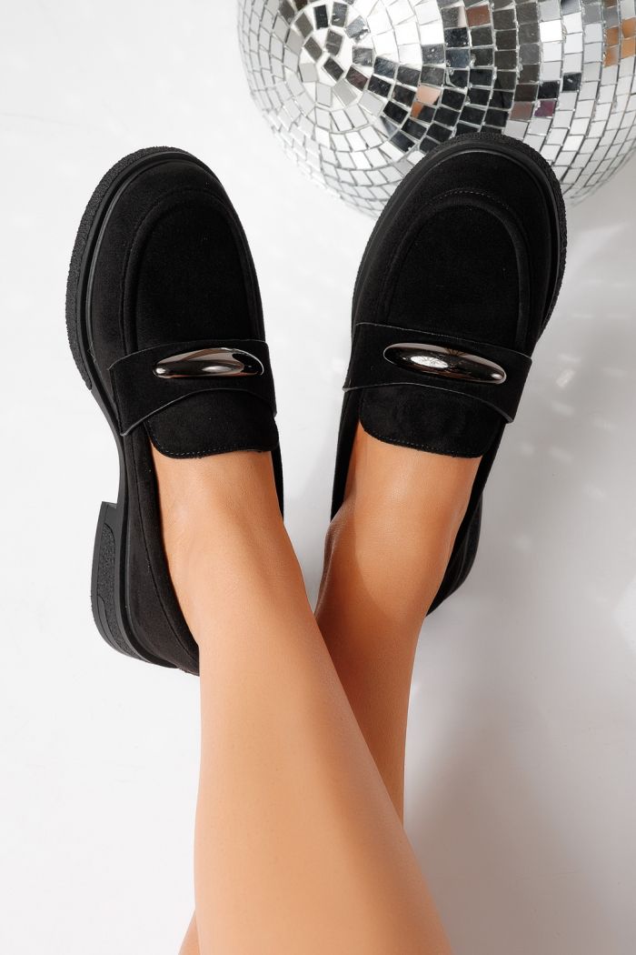 Női alkalmi cipők fekete öko velúrból készült Chiara #24908