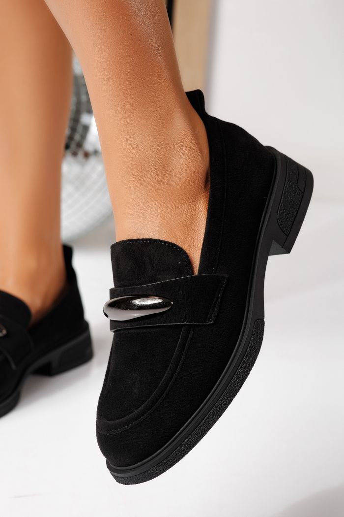 Női alkalmi cipők fekete öko velúrból készült Chiara #24908