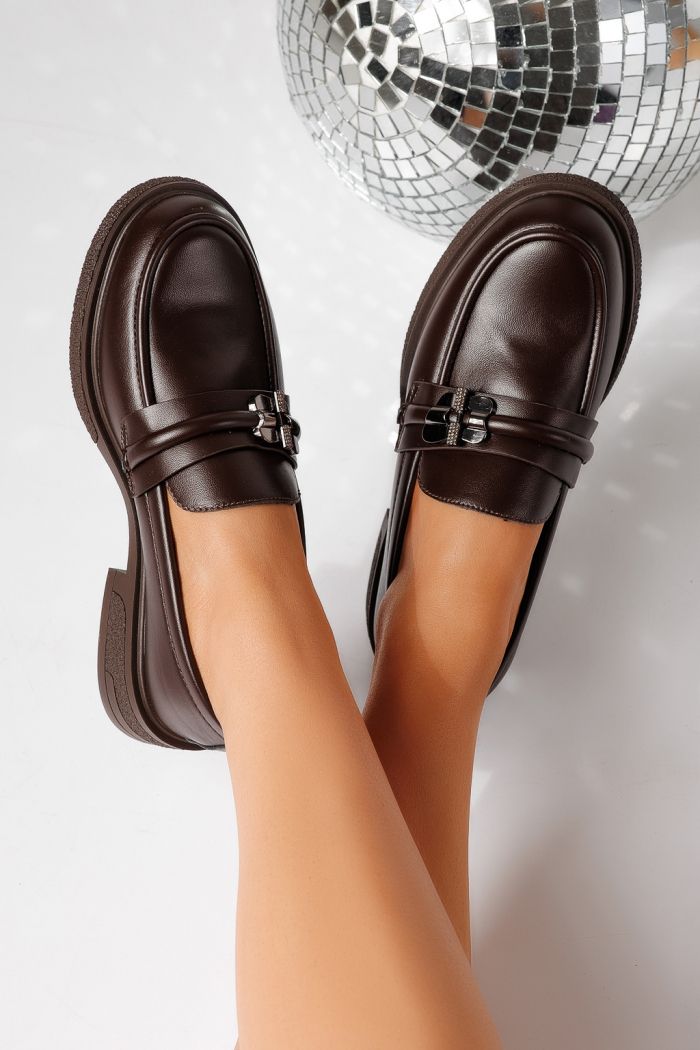 Női alkalmi cipők barna öko bőrből készült Calista #24896