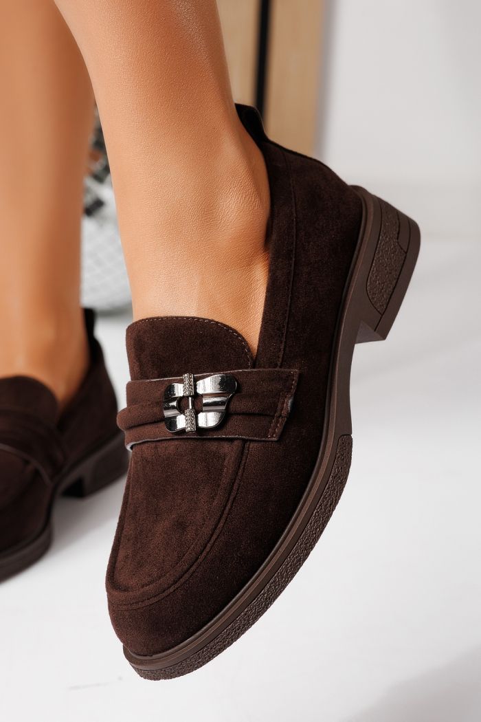 Női alkalmi cipők barna öko velúrból készült Calista #24899