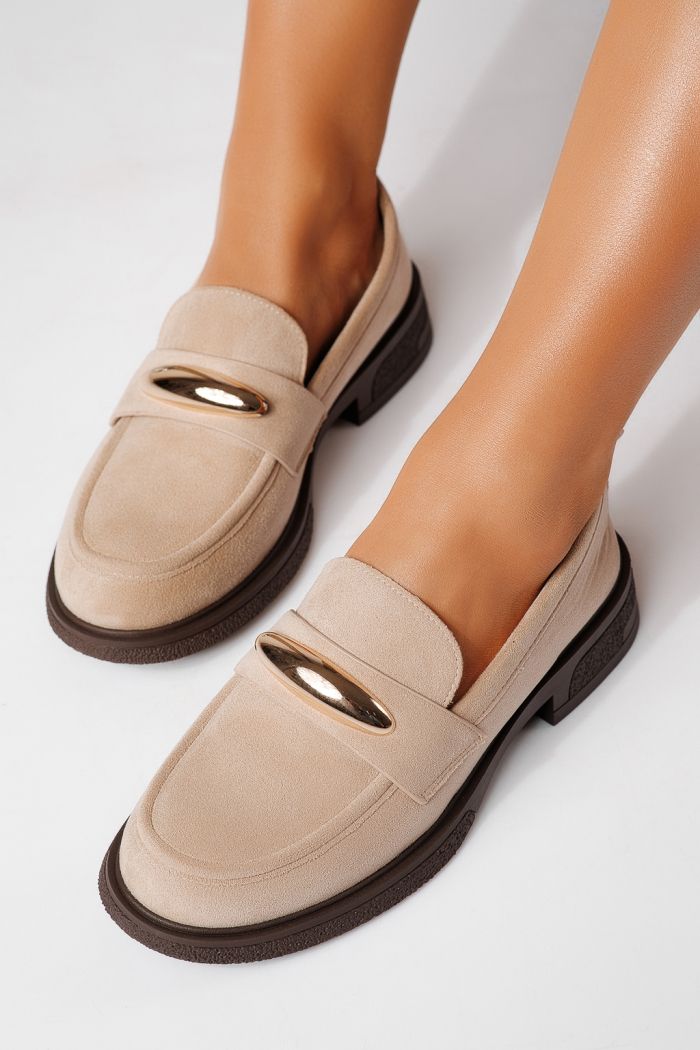 Női alkalmi cipők bézs öko velúrból készült Chiara #24904