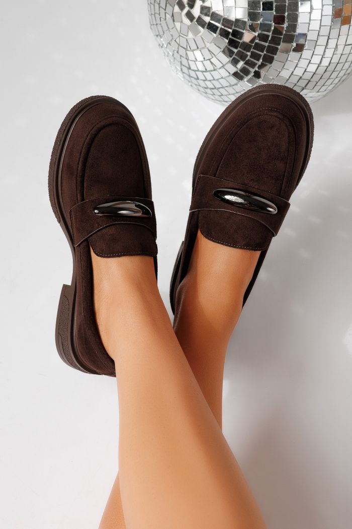 Női alkalmi cipők barna öko velúrból készült Chiara #24906