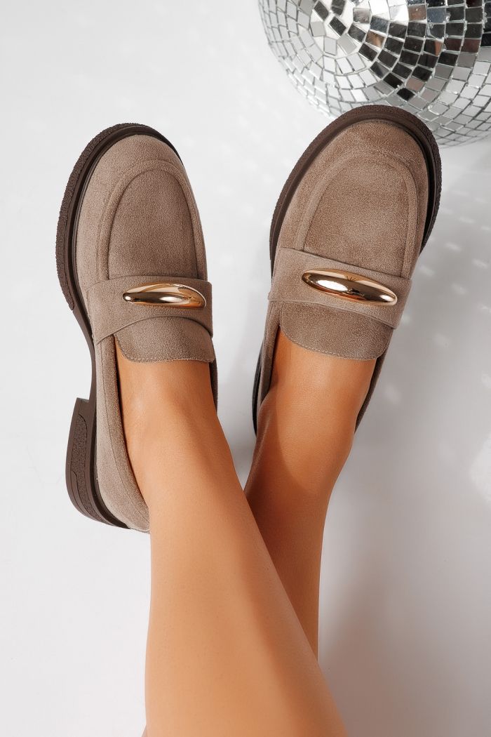 Női alkalmi cipők khaki öko velúrból készült Chiara #24905