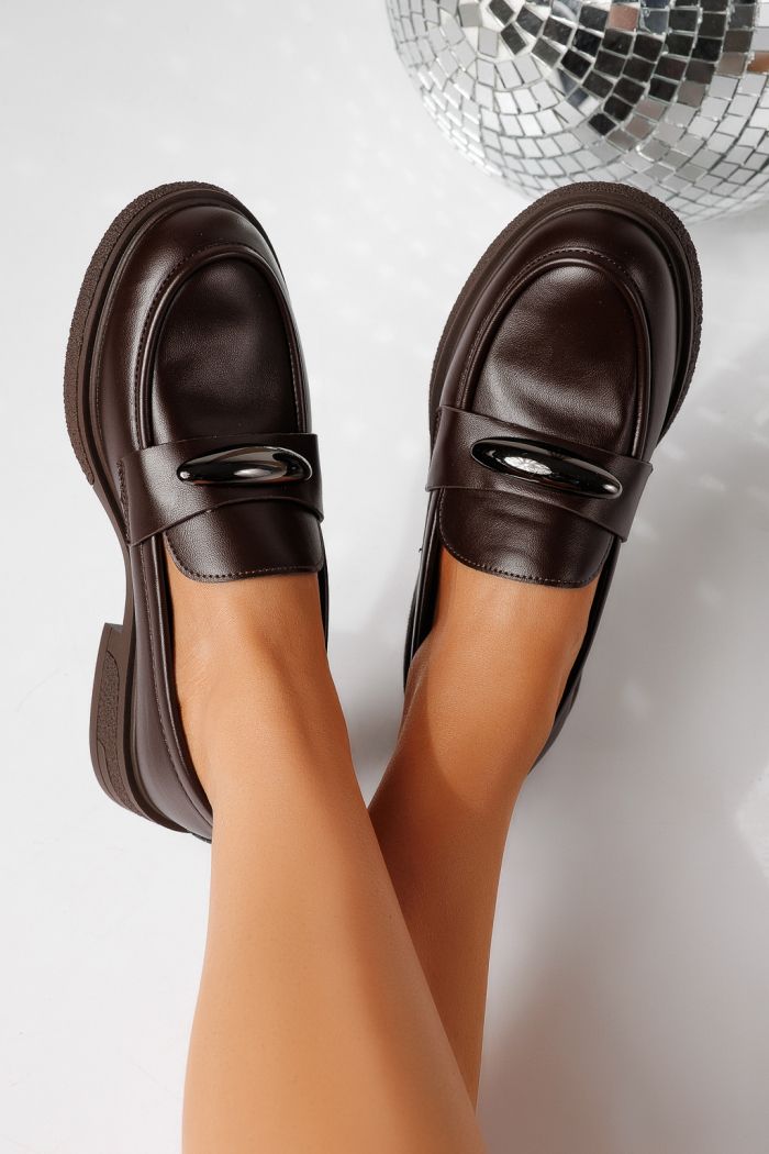 Női alkalmi cipők barna öko bőrből készült Chiara #24907
