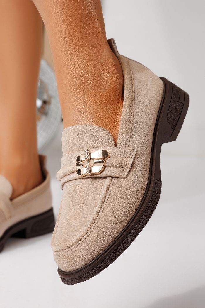 Női alkalmi cipők bézs öko velúrból készült Calista #24898
