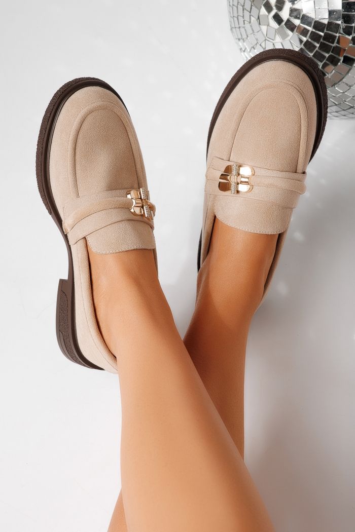 Női alkalmi cipők bézs öko velúrból készült Calista #24898