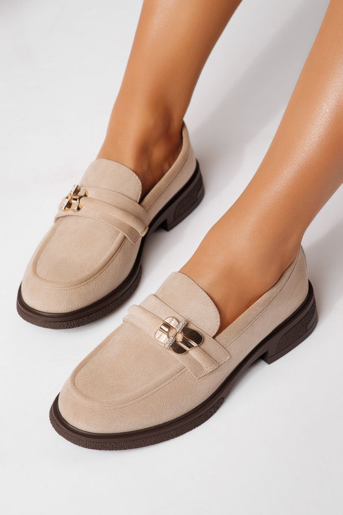 Női alkalmi cipők bézs öko velúrból készült Calista #24898