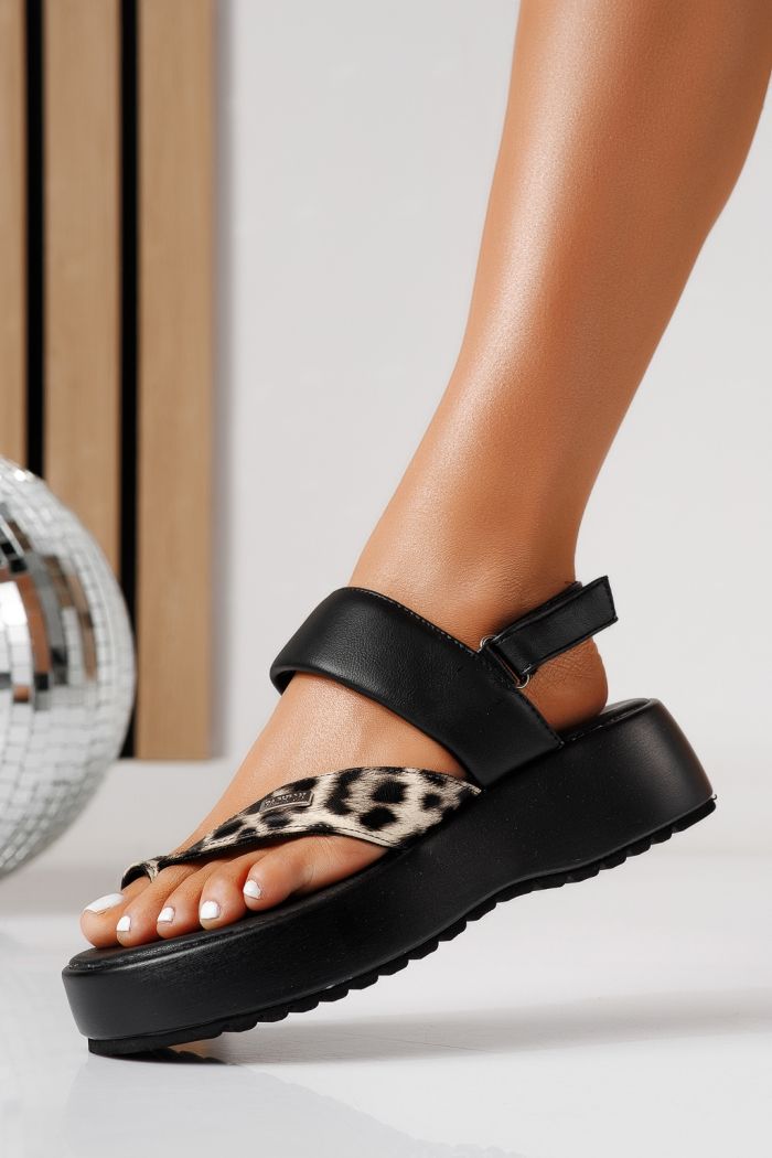 Női platform szandálok leopárd öko bőrből készült Feline #24766