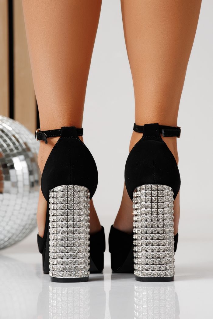 Női magas sarkú szandálok fekete öko bőrből készült Talisa #24857