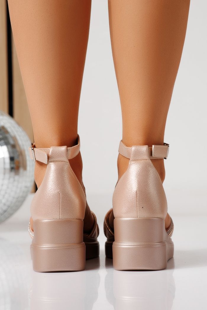 Női platform szandálok rózsaszín arany  öko bőrből készült Althea #24849