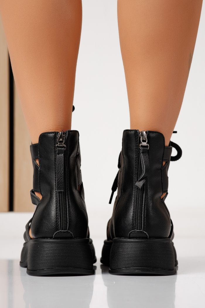 Női platform szandálok fekete öko bőrből készült Elina #24831