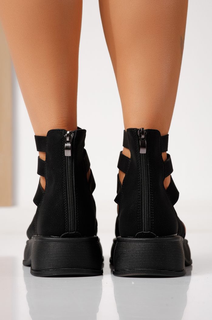 Női platform szandálok fekete öko bőrből készült Irina #24829