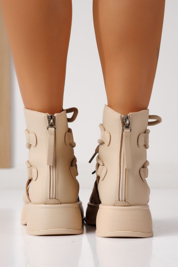 Női platform szandálok bézs öko bőrből készült Melina #24834