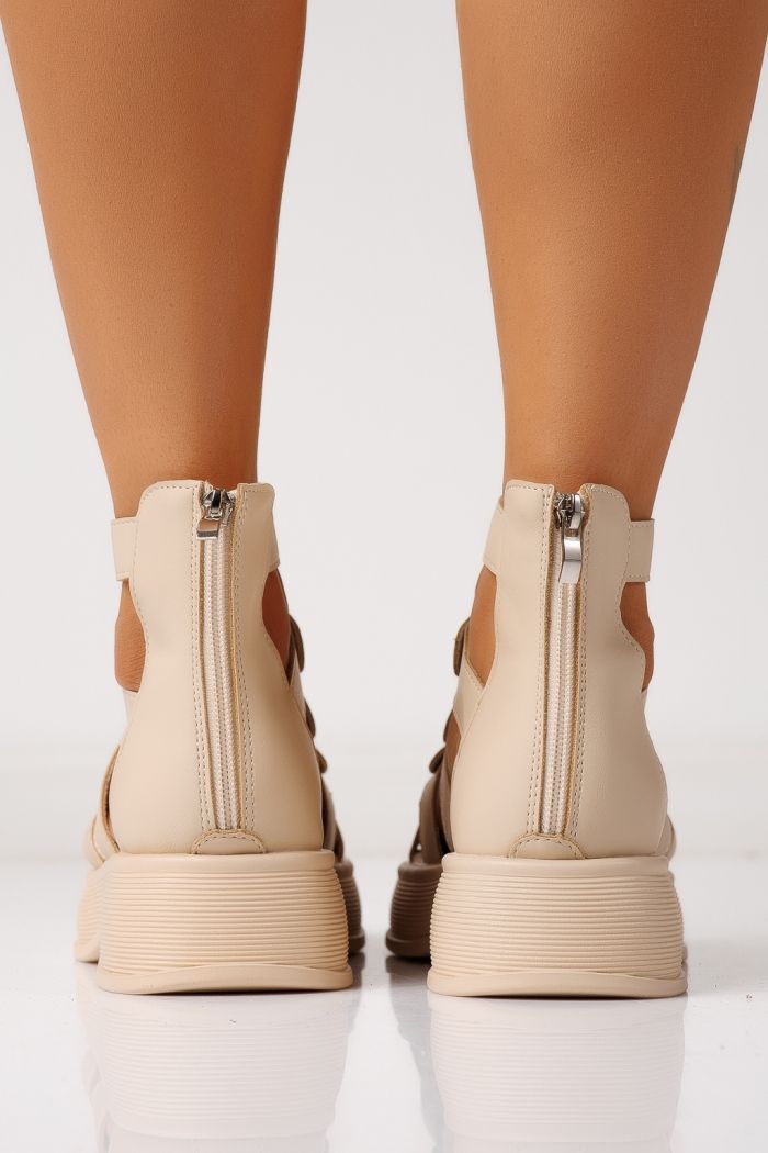 Női platform szandálok bézs öko bőrből készült Sabina #24836