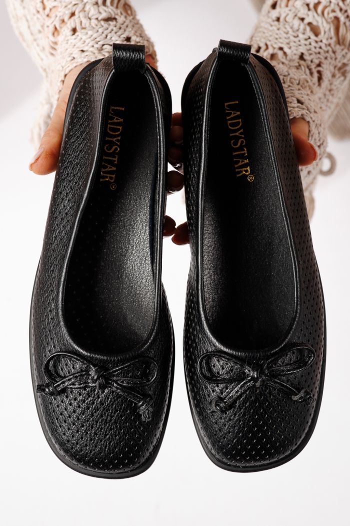 Női balettcipők fekete öko bőrből készült Brielle #24887