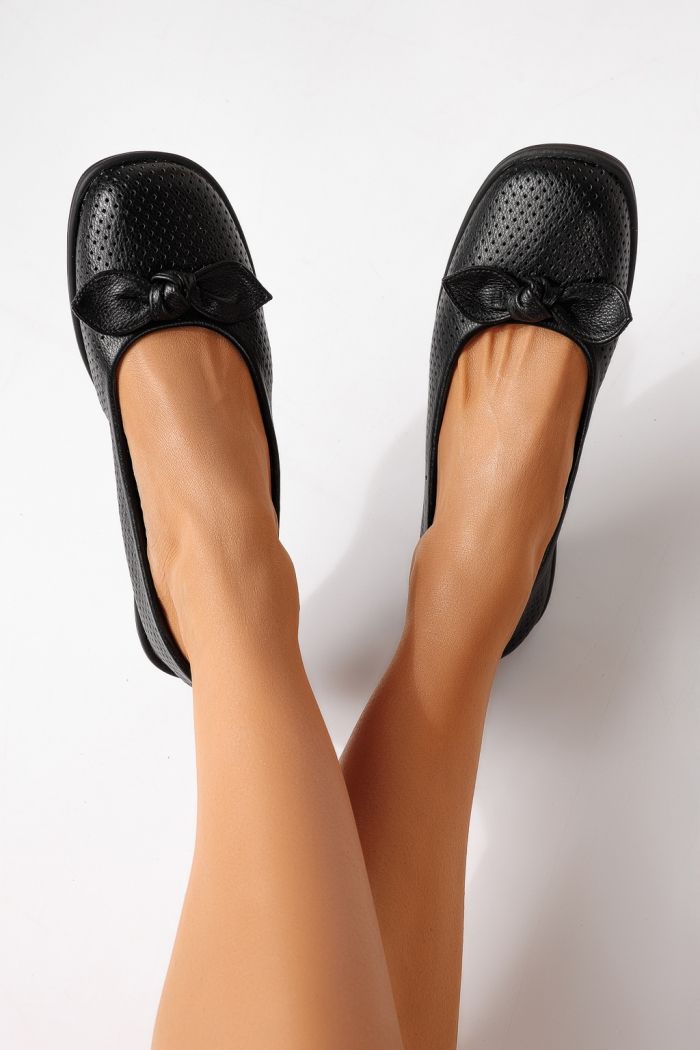 Női balettcipők fekete öko bőrből készült Amaris #24945