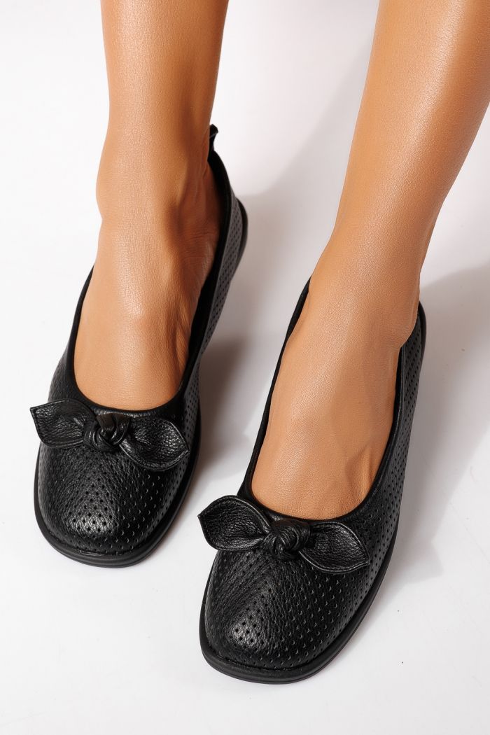 Női balettcipők fekete öko bőrből készült Amaris #24945