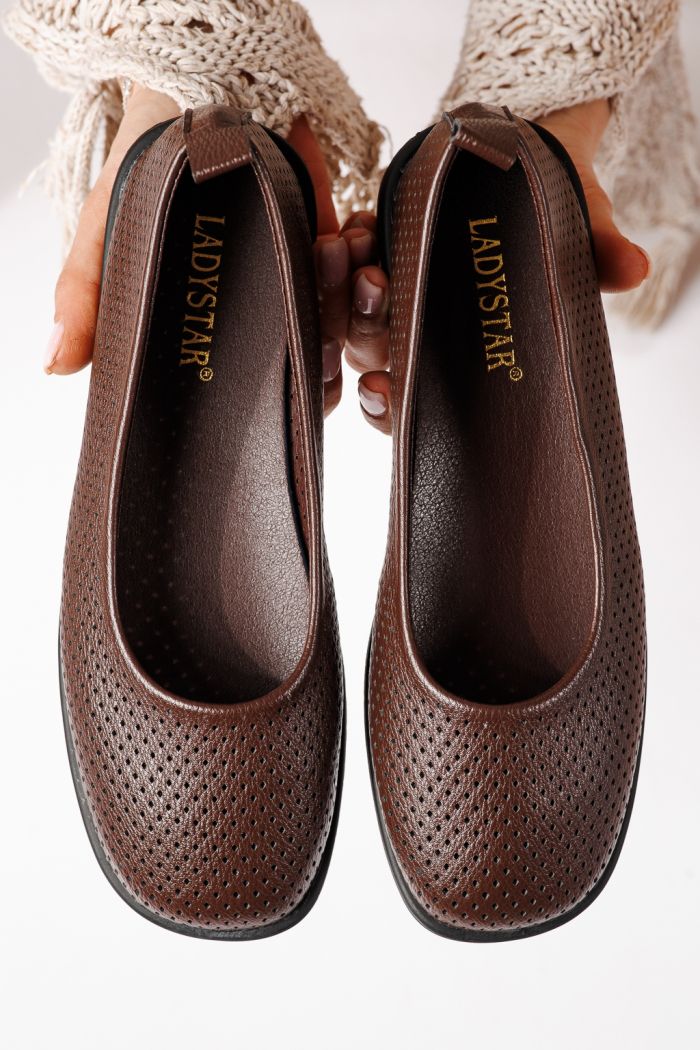 Női balettcipők barna öko bőrből készült Amaya #24879