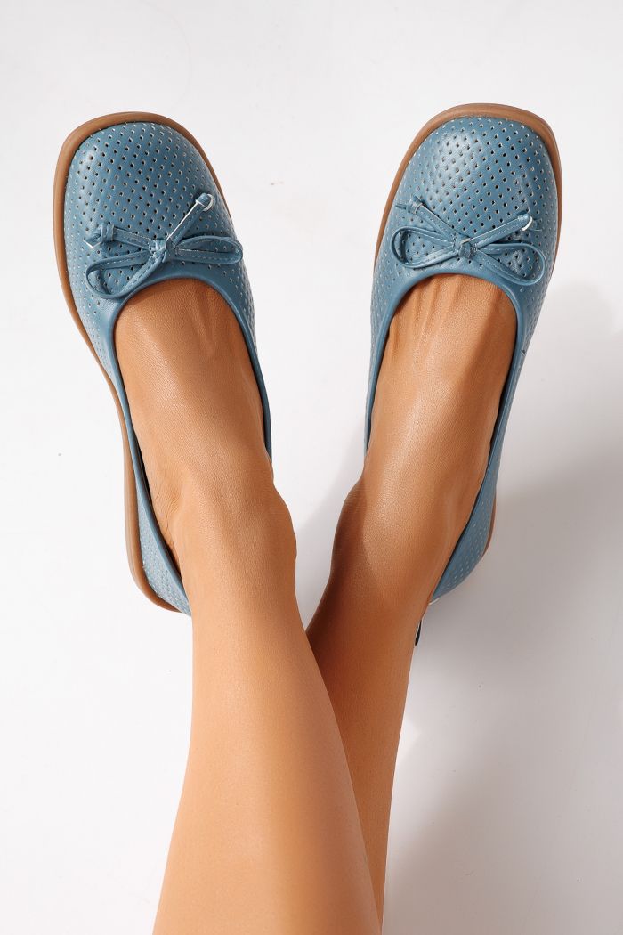 Női balettcipők kék öko bőrből készült Brielle #24884